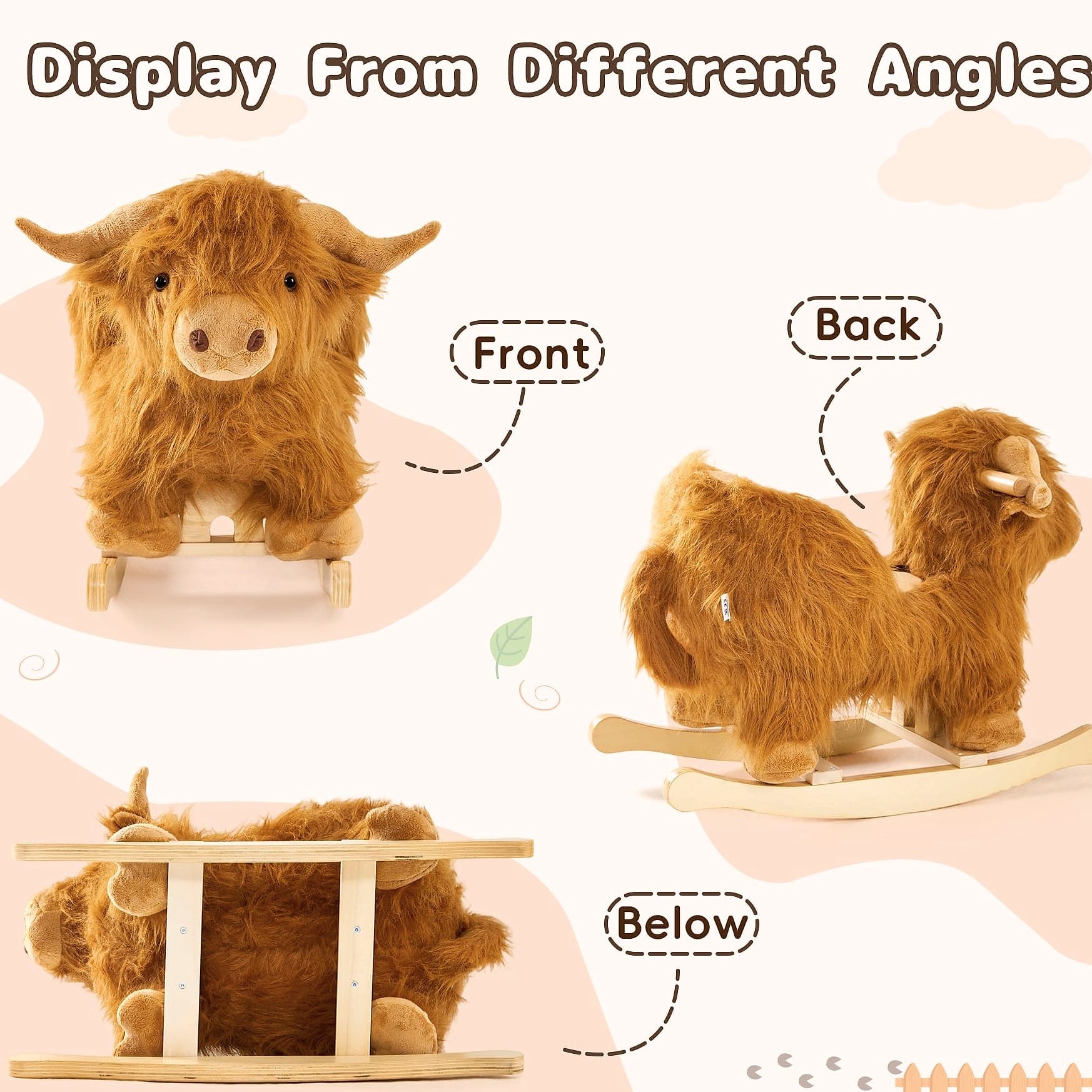 Jolie Vallée Toys Highlander Cattle Wooden Rocking Horse