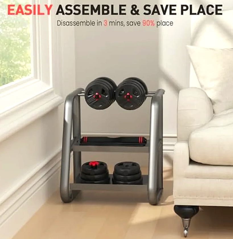 YAO HUI HUANG 20lb Adjustable Dumbbell Set with 3-in-1