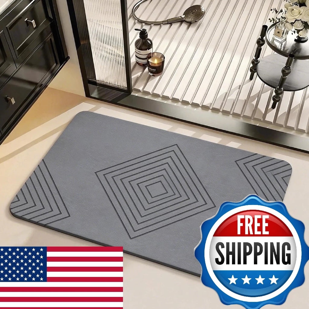 BIOIWGY Diatomite Stone Bath Mat - Fast Drying, Non-Slip Shower Mat, Super Absor