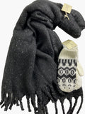 Universal Thread Women's Knit Mittens Winter Gloves and Black Scarf
