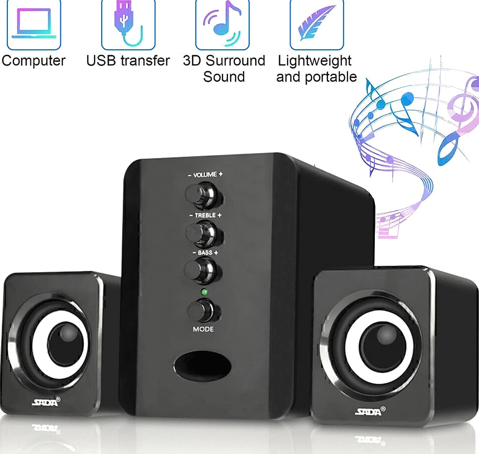 SADA D-202 USB Powered 2.1 Desktop Speaker System
