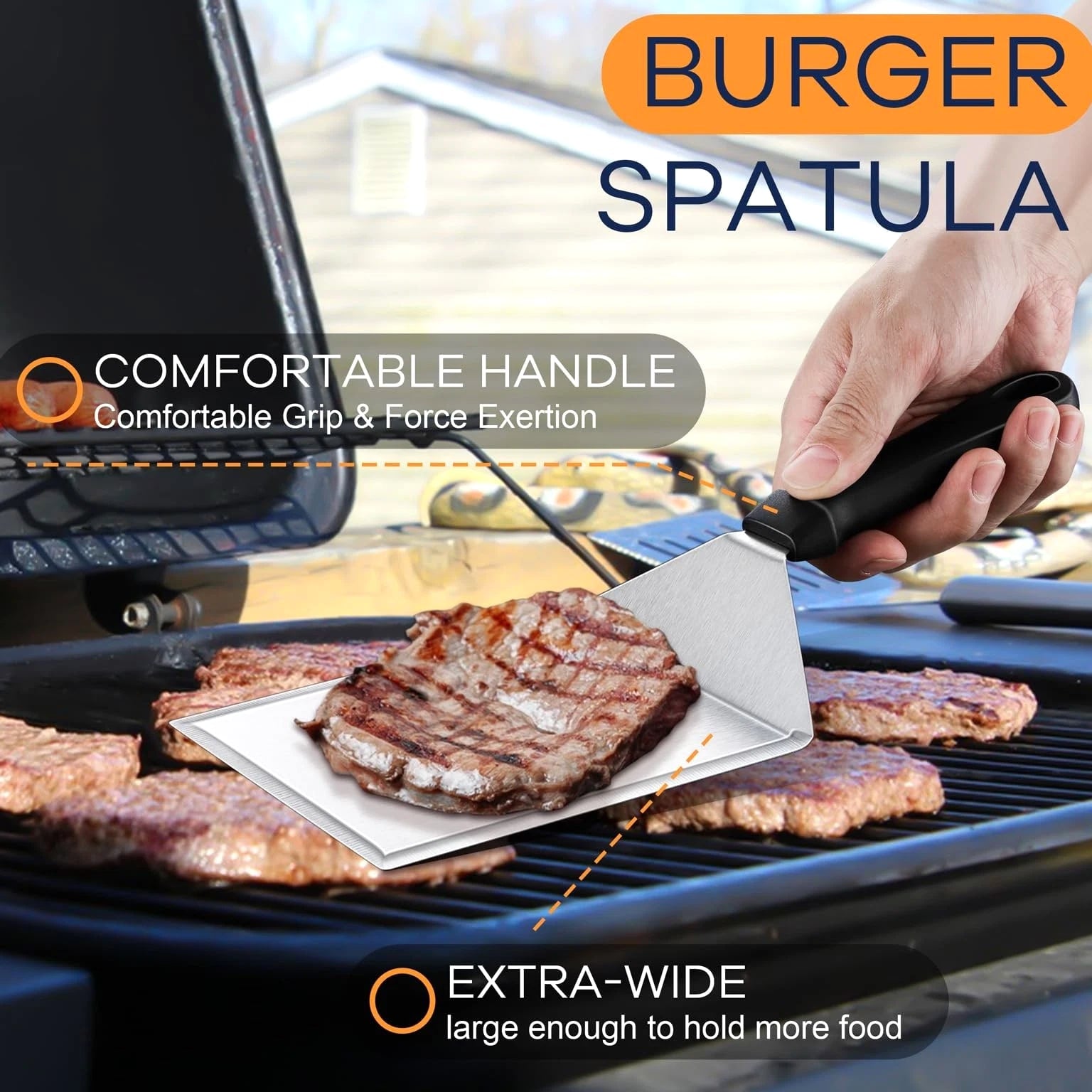Smashed Burger Kit, Large Burger Spatula, 5½ inch Stainless Steel Burger Pres...