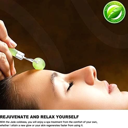 Natural Jade Roller with Gua Sha Lymphatic Drainage Tool for Face, Neck Anti-Aging