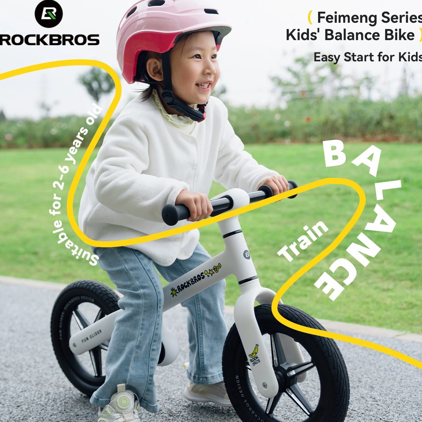 ROCKBROS 12"Kids Balance Bike No Pedal Training Bike Adjustable Handlebar & Seat