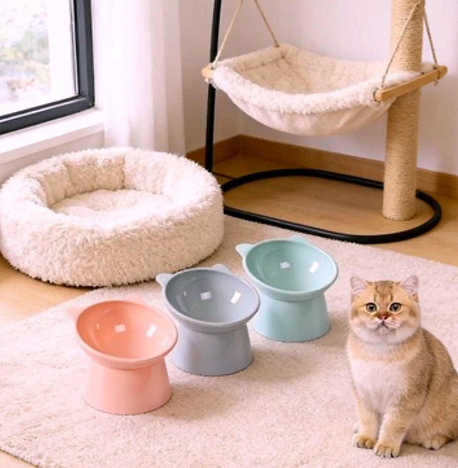 AEHOME Cat-Ear Elevated Pet Bowl Feeder for Cats