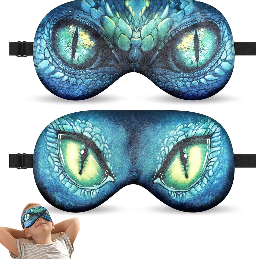 2 Pcs Sleep Mask for Kids Boys, Silk Eye Covers for Sleeping, Adjustable Strap &