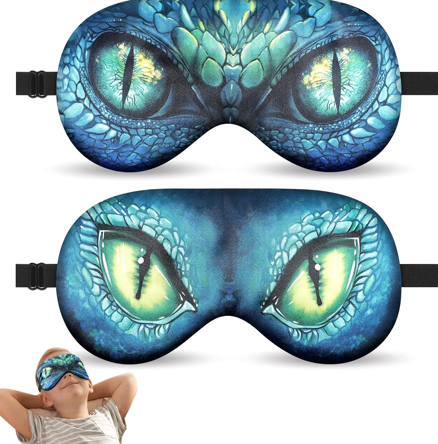 2 Pcs Sleep Mask for Kids Boys, Silk Eye Covers for Sleeping, Adjustable Strap &