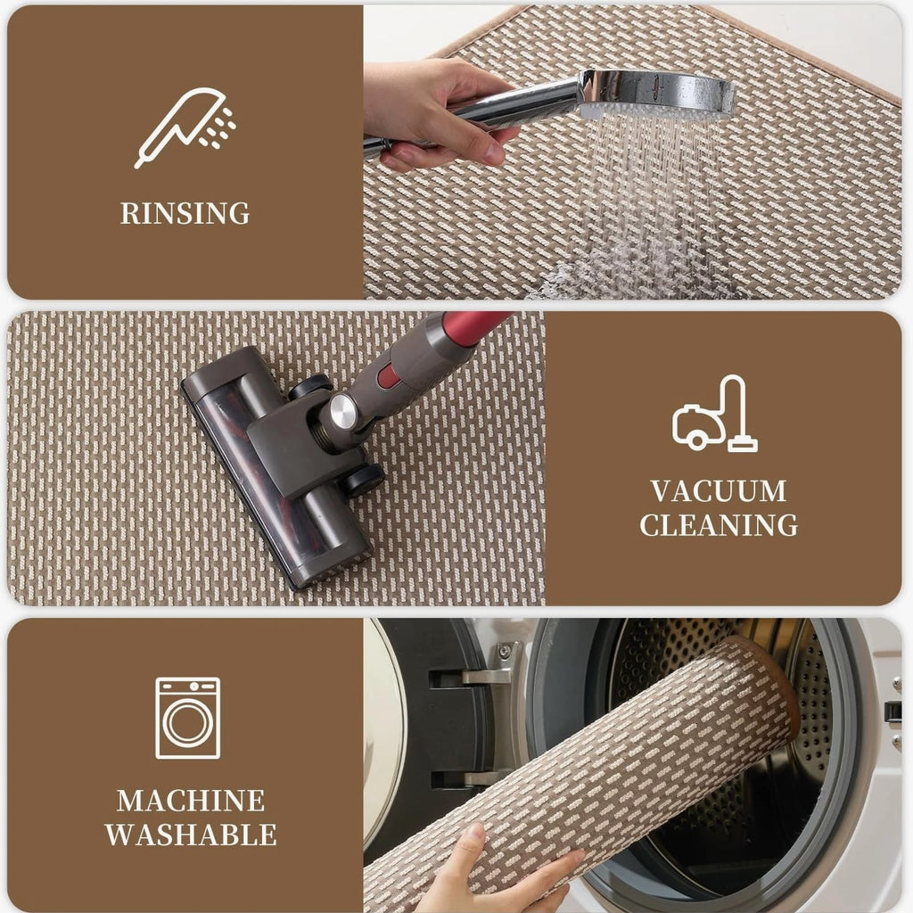 Non Slip Bath Mat Machine Washable Super Absorbent Quick Dry 24x35 Inch Brown