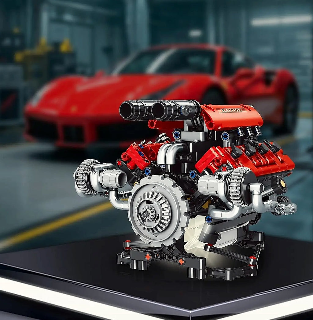 V8 Engine Model Kit with Motor, LED Lights & App Control