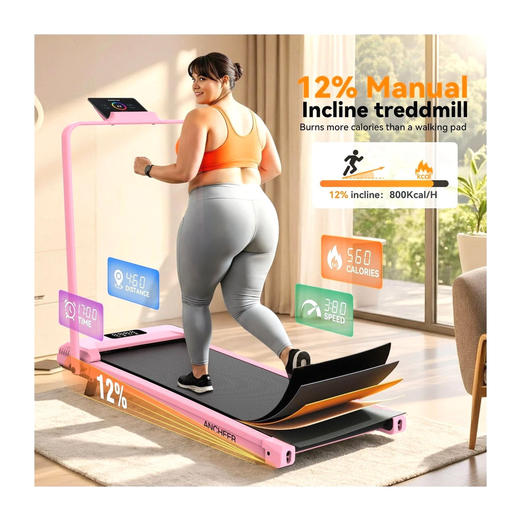 Small Walking Pad Treadmill with Incline - Under Desk Treadmills & Handle ...
