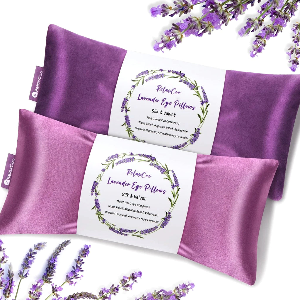Lavender Eye Pillow for Relaxation, Yoga, Sleeping, Weighted Eye Mask Heated ...