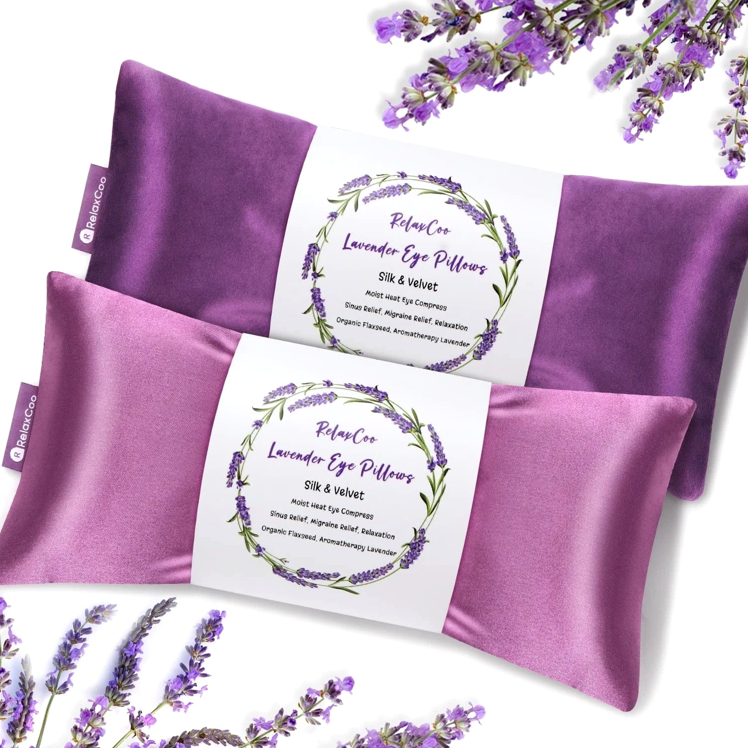 Lavender Eye Pillow for Relaxation, Yoga, Sleeping, Weighted Eye Mask Heated ...
