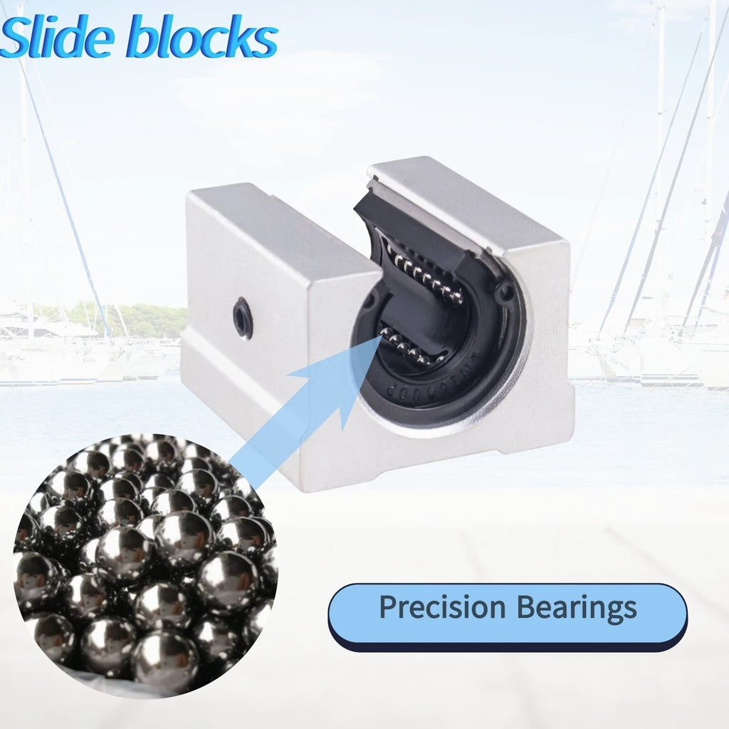 2Pcs SBR12/16/20 Linear Rail Shaft 300mm~1500mm+4 Pcs SBR12/16/20 Bearing Block