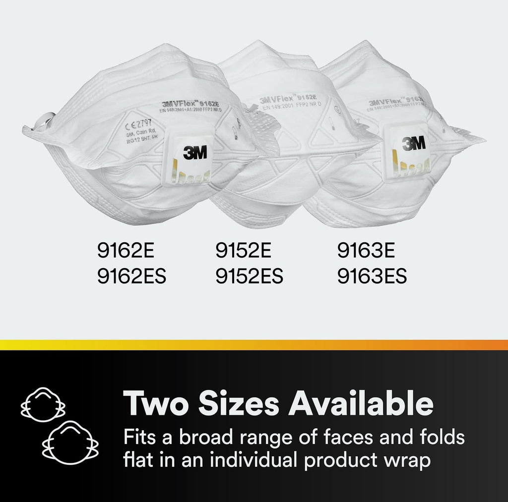 3M N95 Disposable Respirator, VFlex Particulate Respirator 9105, Pack of 50, Standard Size, NIOSH Approved, For Sweeping, Sanding, Grinding, Sawing, Bagging, Dust