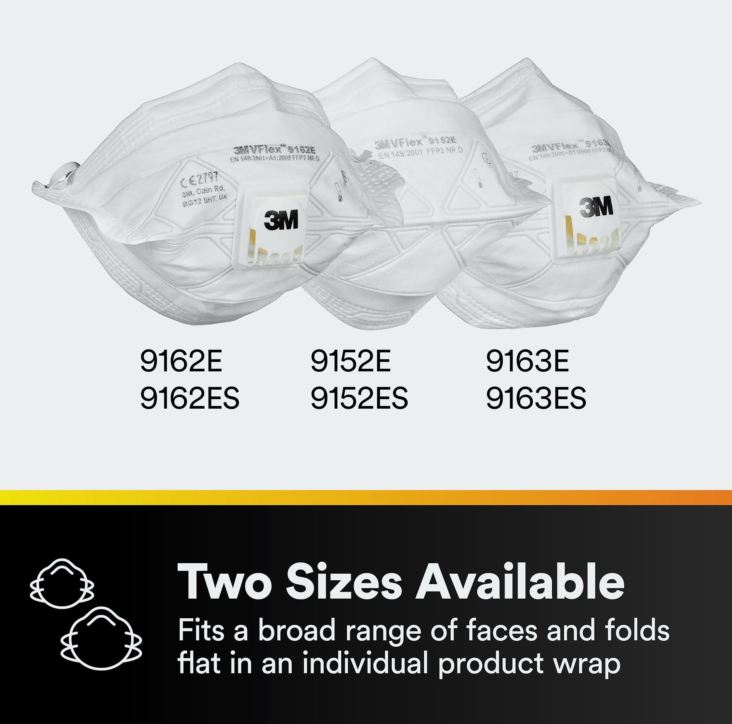 3M N95 Disposable Respirator, VFlex Particulate Respirator 9105, Pack of 50, Standard Size, NIOSH Approved, For Sweeping, Sanding, Grinding, Sawing, Bagging, Dust