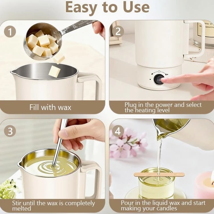 Electric Wax Melting Pot Kit with Thermometer, 800ML Wax Melter for Candle Ma...