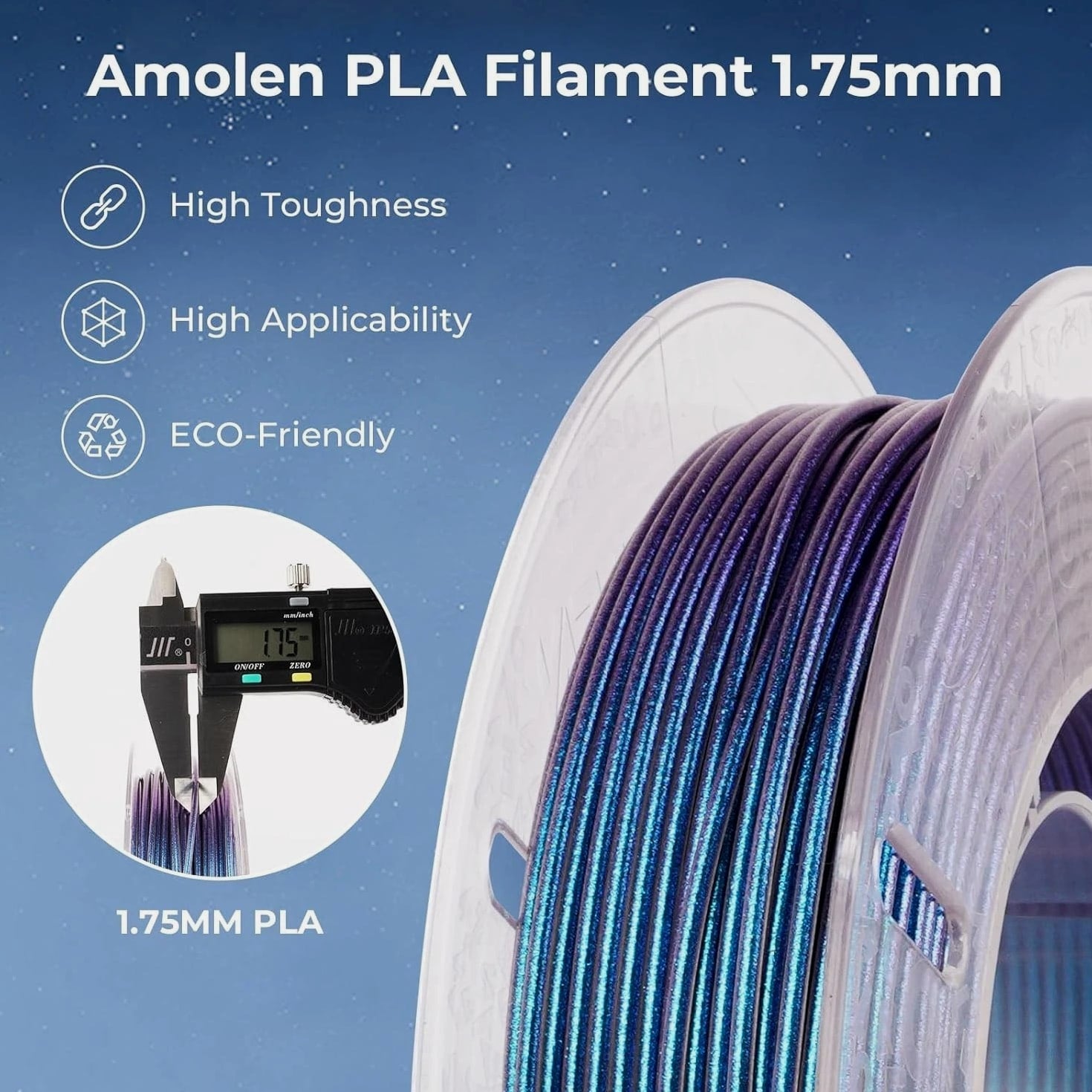 PLA 3D Printing Filament Bundle - Dark Purple/Green/Blue/Fuchsia, 200g
