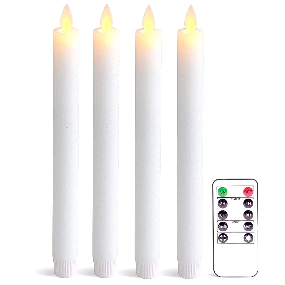 Flameless Taper Candles with Remote Timer, Moving Wick LED Window Candles Bat...