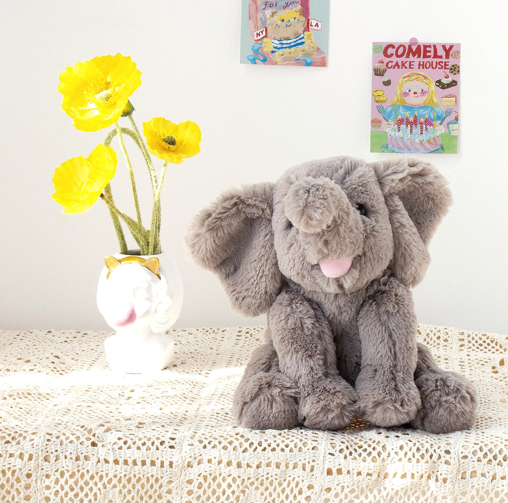 Hopearl Plush Calf Elephant Stuffed Animal, 9 Inch Soft Toy
