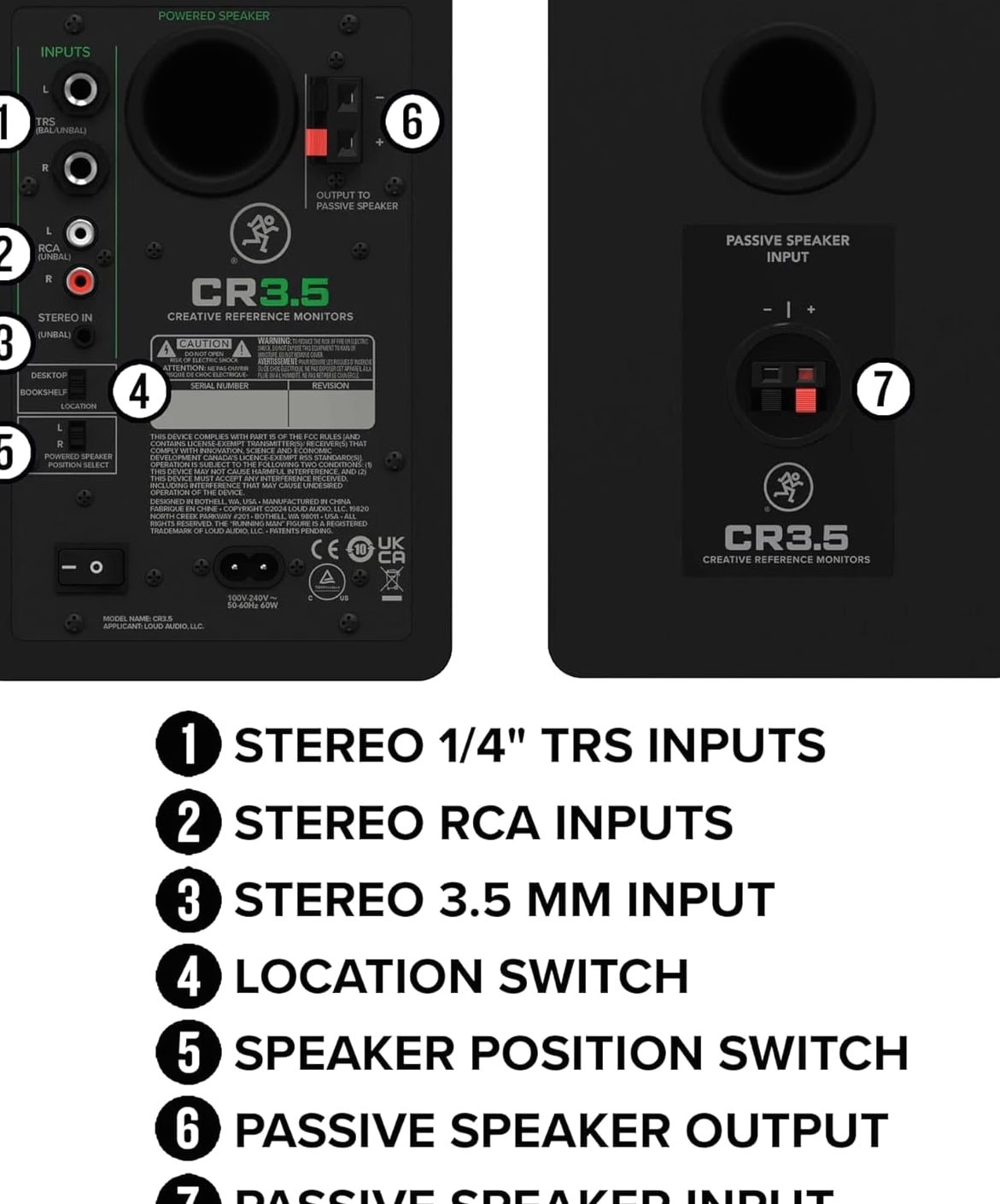 CR3.5 3.5" Creative Reference Powered Studio Monitors with Tone Knob and Locatio