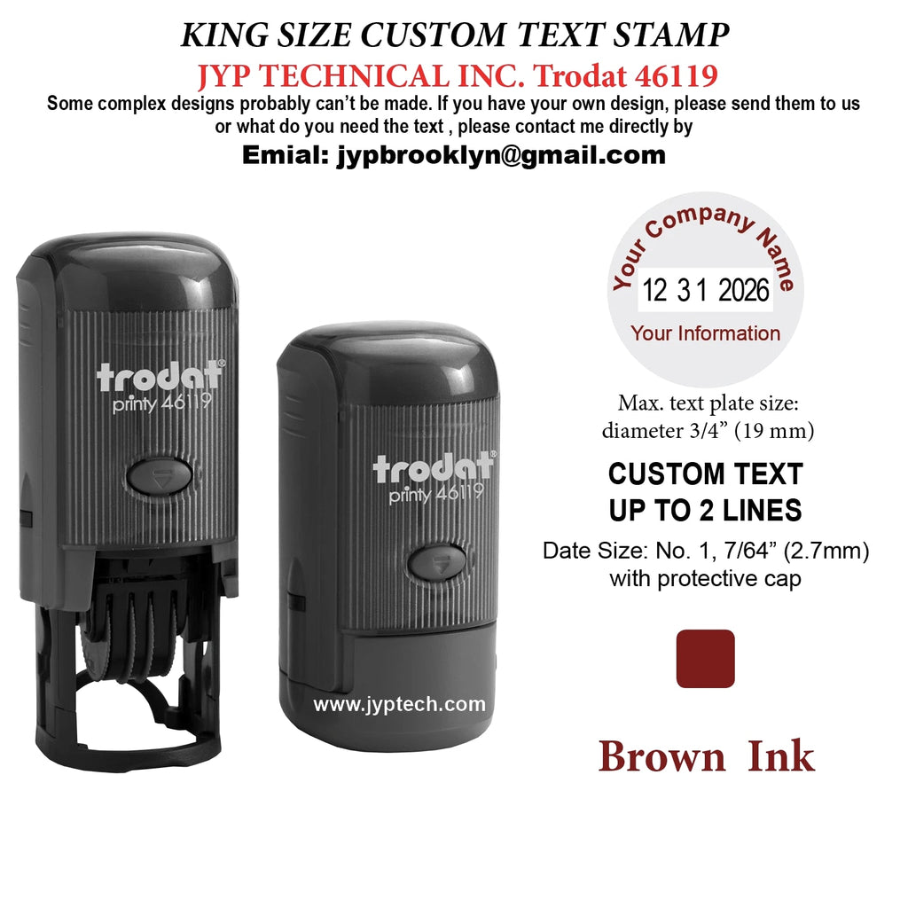 Trodat 46119 Round Rubber Self Inking Stamp 2 Lines Text and Date