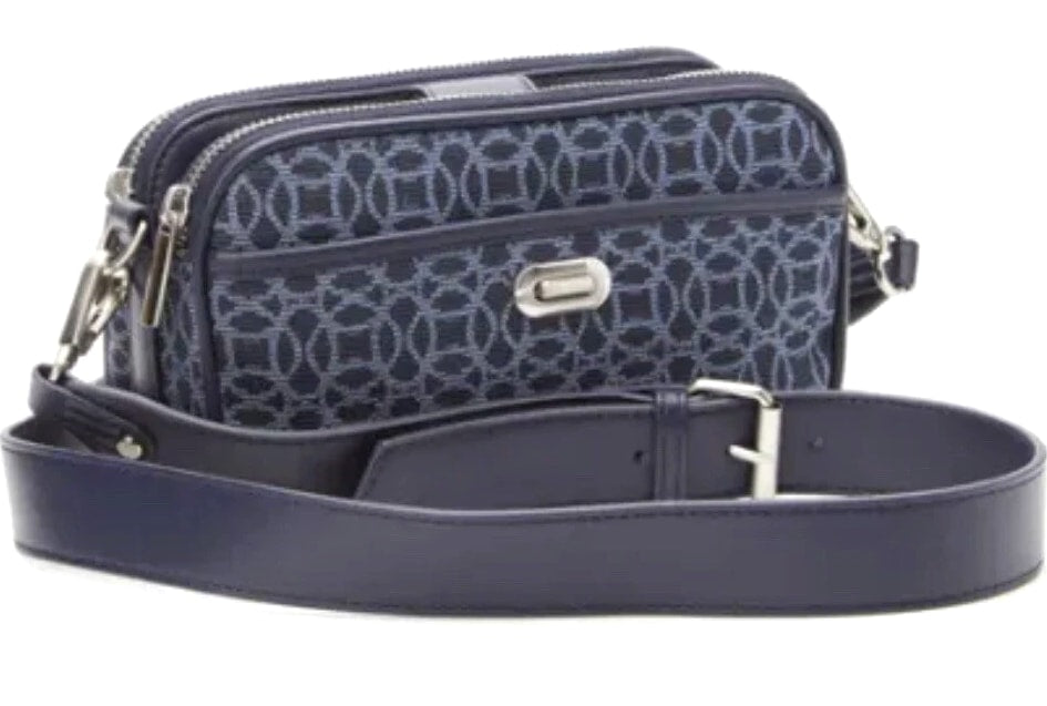 Time and Tru Women's Annamarie Woven Crossbody Bag Purse Handbag Strap Blue  👜