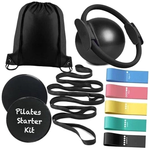 Pilates Essentials Kit for Home Workouts Women, Black Pilates Equipment Set