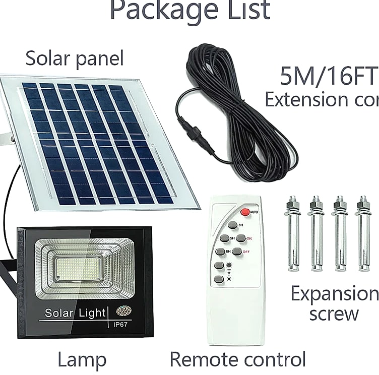 400W Solar LED Flood Light with Remote Control and Night Sensor