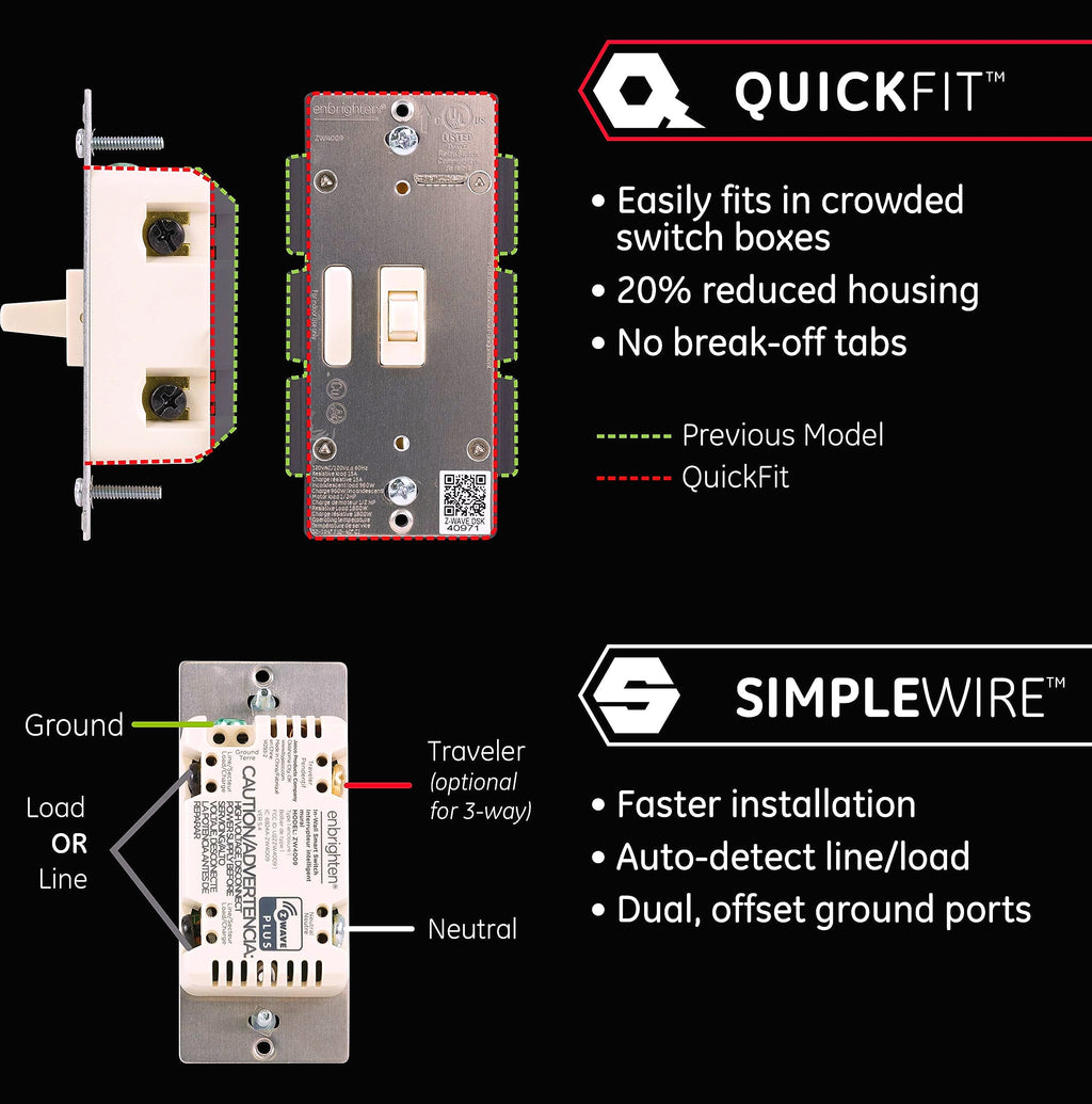 Enbrighten Z-Wave Plus Smart Light Switch 3-Way Ready 2 Pack