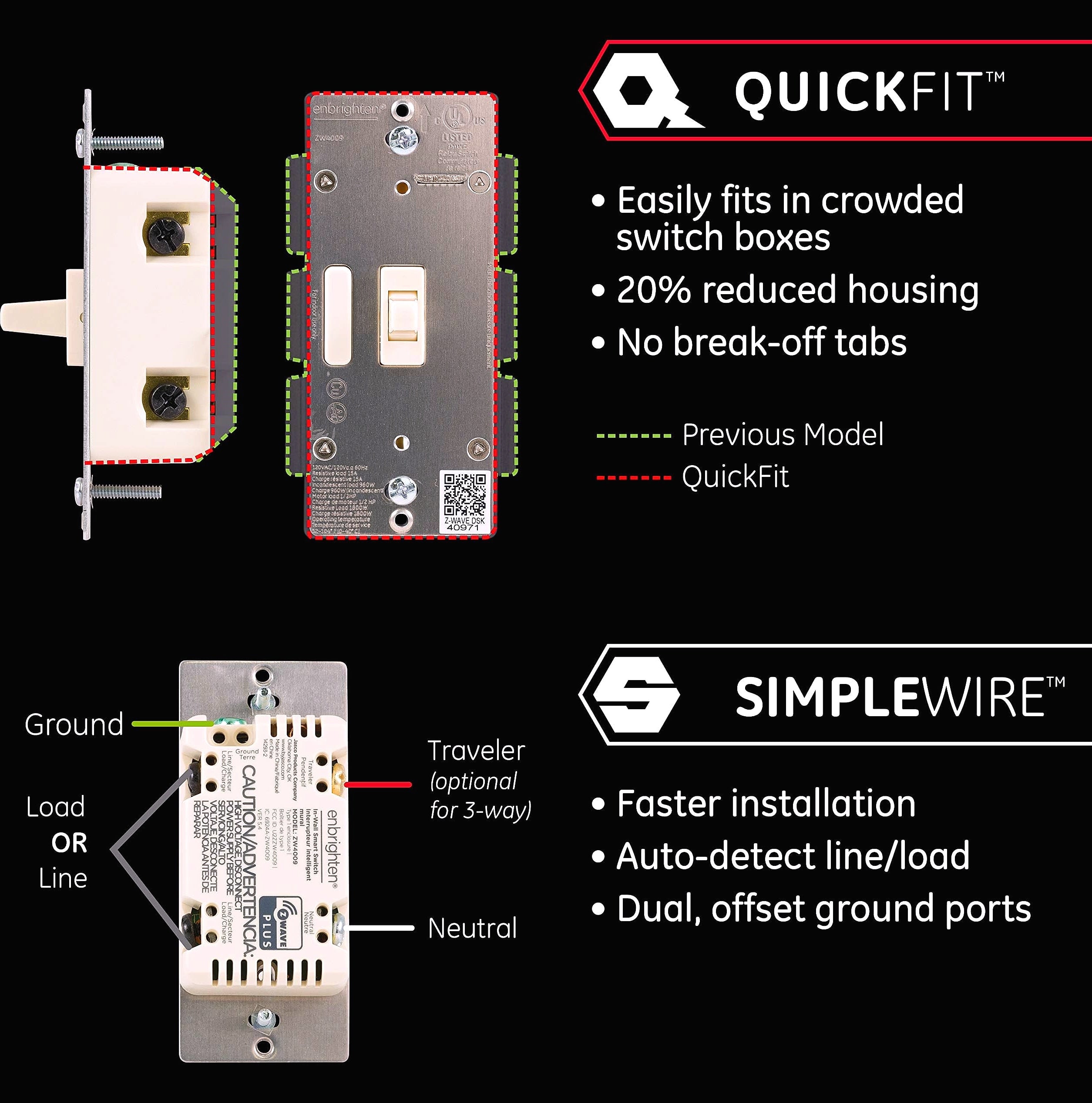 Enbrighten Z-Wave Plus Smart Light Switch 3-Way Ready 2 Pack