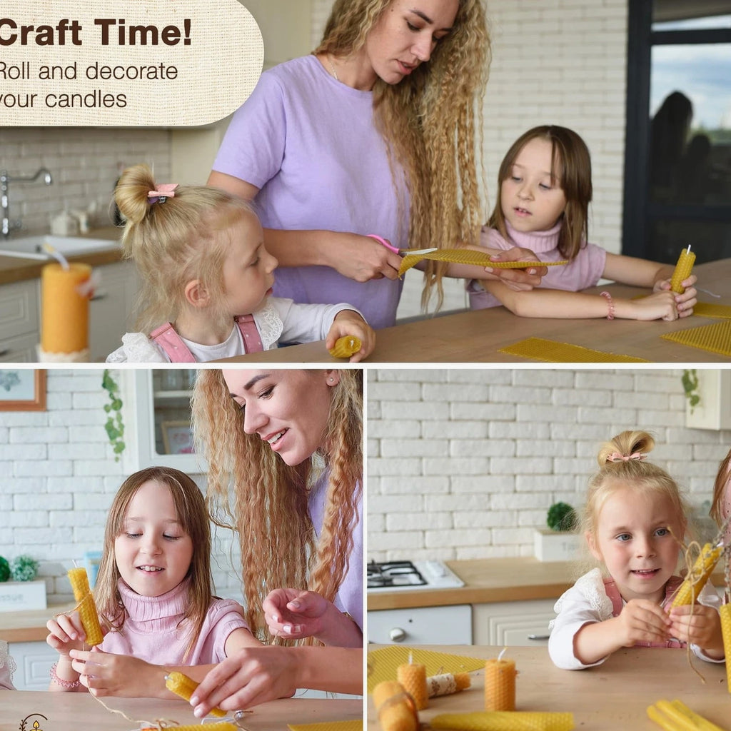 Beeswax DIY Candle Making Kit - Natural Rolling Kit for Beginners with 7 Sheets & Decorations