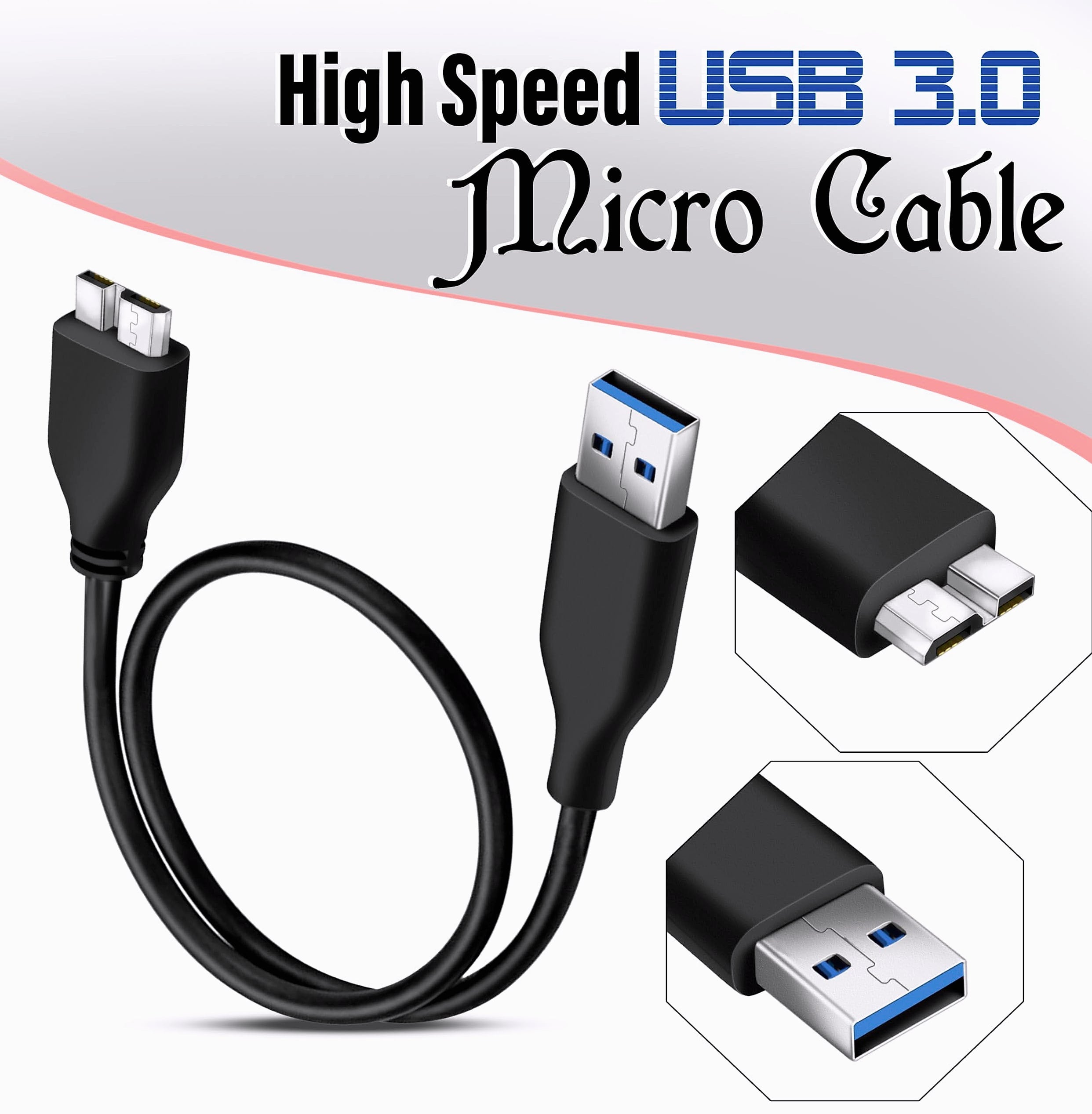SaiTech IT 45cm USB 3.0 Micro B Cable for External Hard Drives