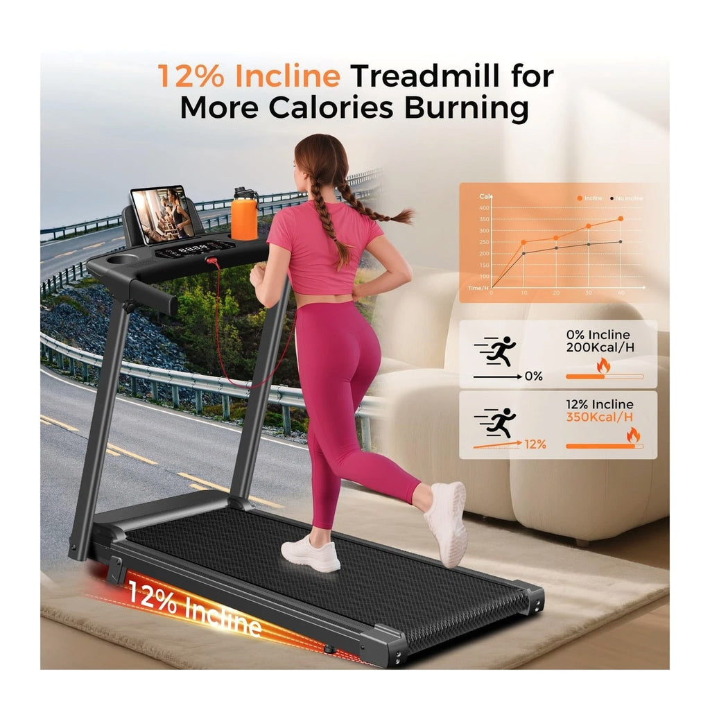 Aiteid Treadmill with Incline, 3.0HP Small Treadmills for Home, Portable Electric