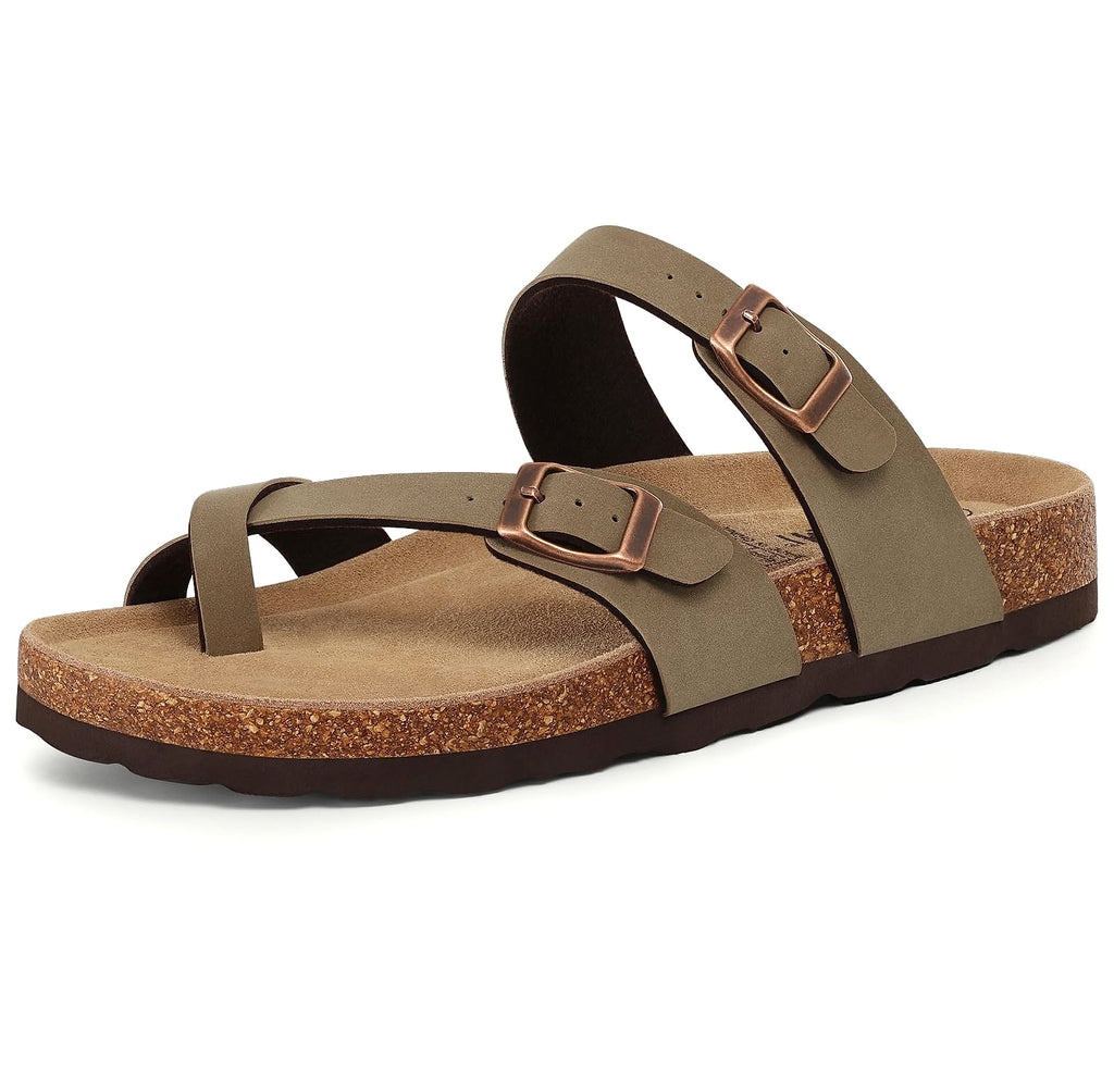 KIDMI Women's Cork Footbed Sandals with Adjustable Buckle