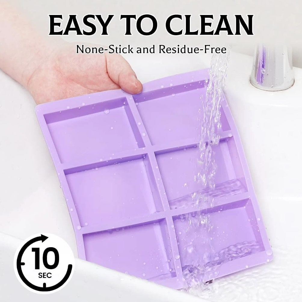 Silicone Soap Molds 3 Pcs, Rectangle Molds for Soap Making, 6 Cavity Design