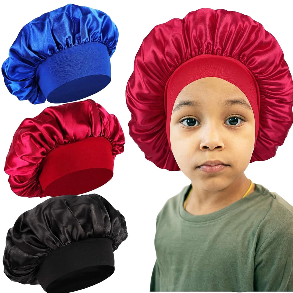 3 Pcs Kids Bonnets for Girls, Silk Bonnet for Child Sleeping, Toddler Bonnet