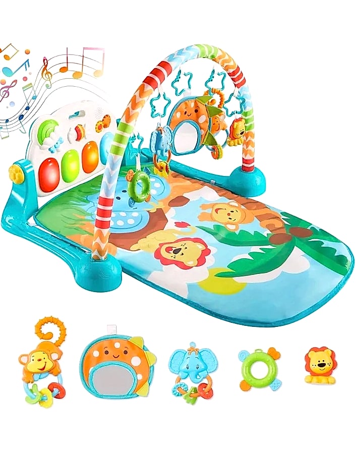 Joyfy Baby Play Mat with Piano, Tummy Time Gym for 0-12 Months