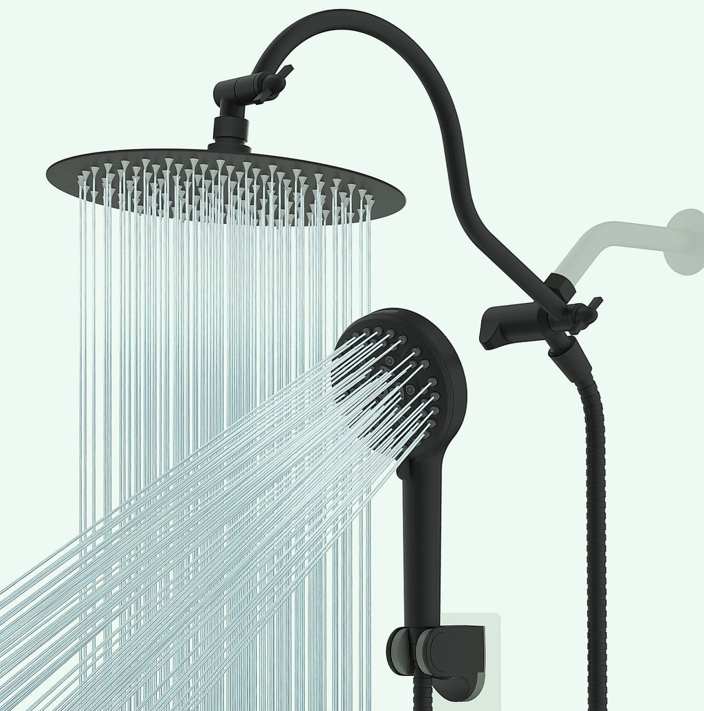 Hibbent 10 inch rainfall shower head combo with handheld sprayer
