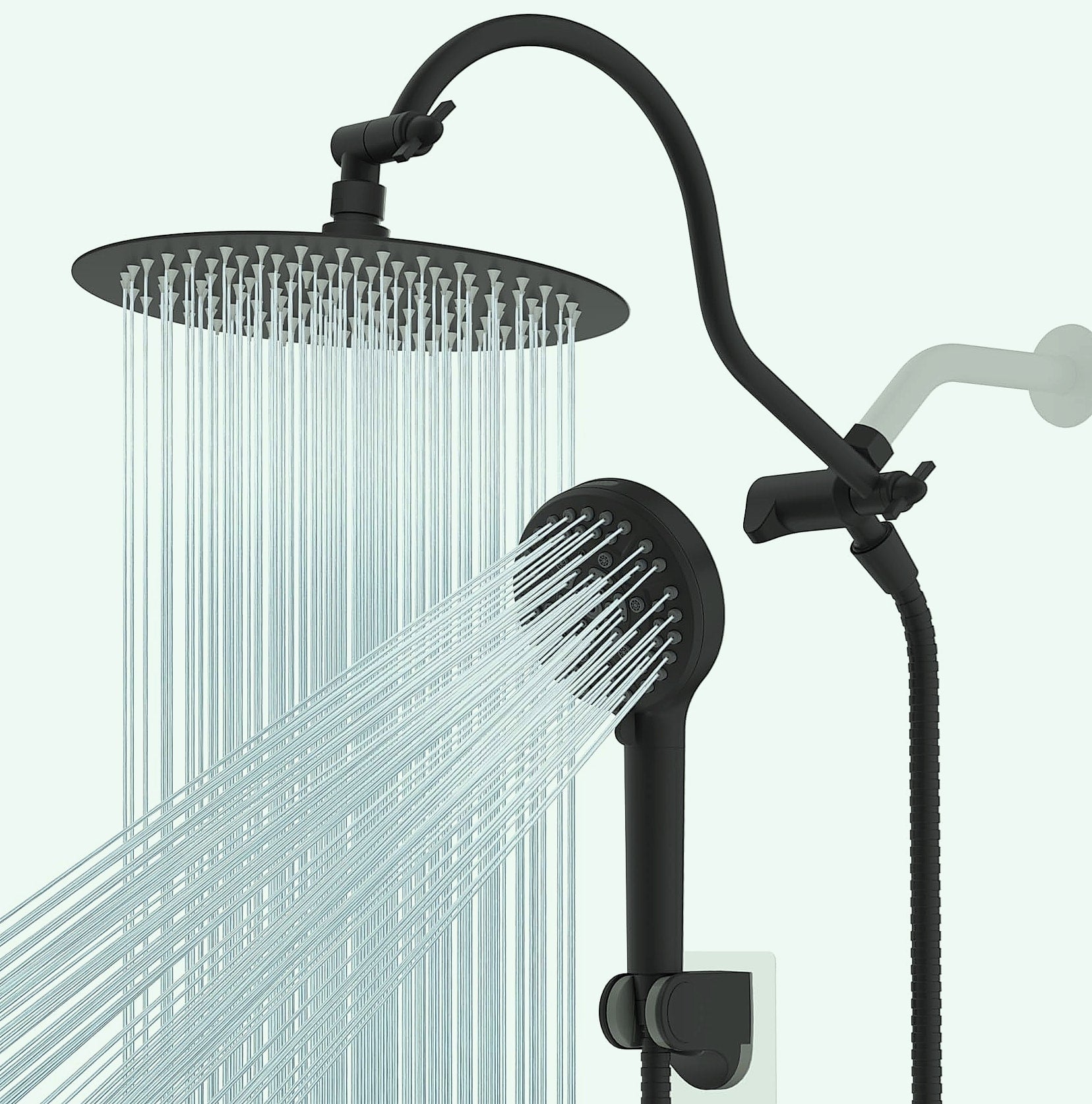 Hibbent 10 inch rainfall shower head combo with handheld sprayer