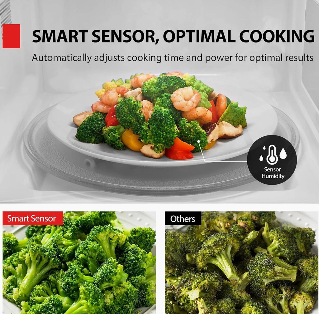 1.2 Cu Ft 1000 Watt Countertop Microwaves Ovens Smart Humidity Sensor 10 Levels
