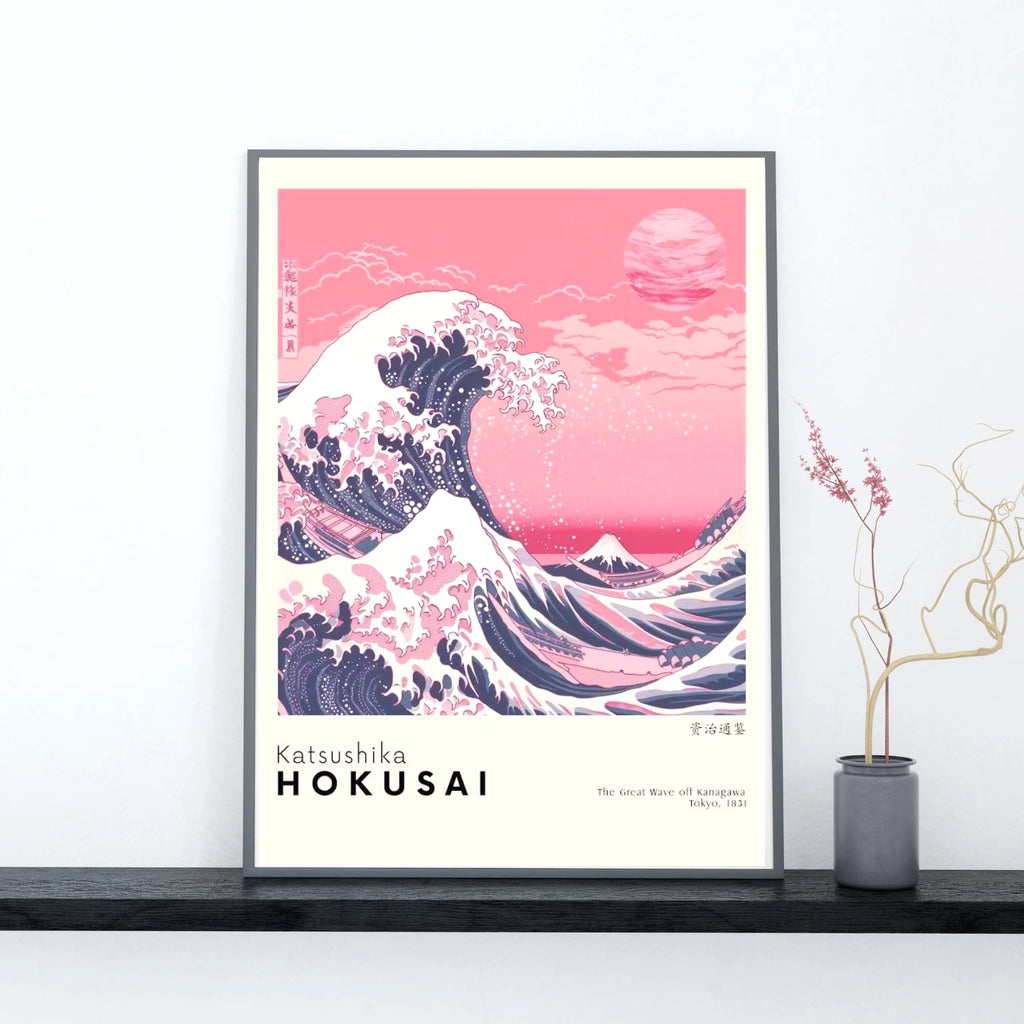 Pink Great Wave Hokusai Canvas Print - Japanese Aesthetic Wall Art Decor