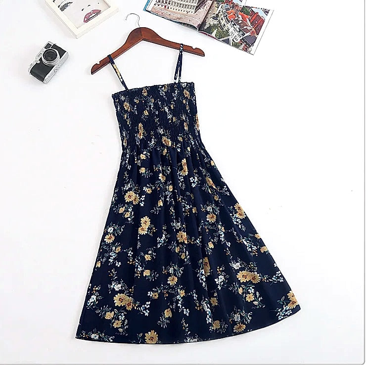 XIBUSANA Chiffon Mini Dress Sleeveless High Waist Summer
