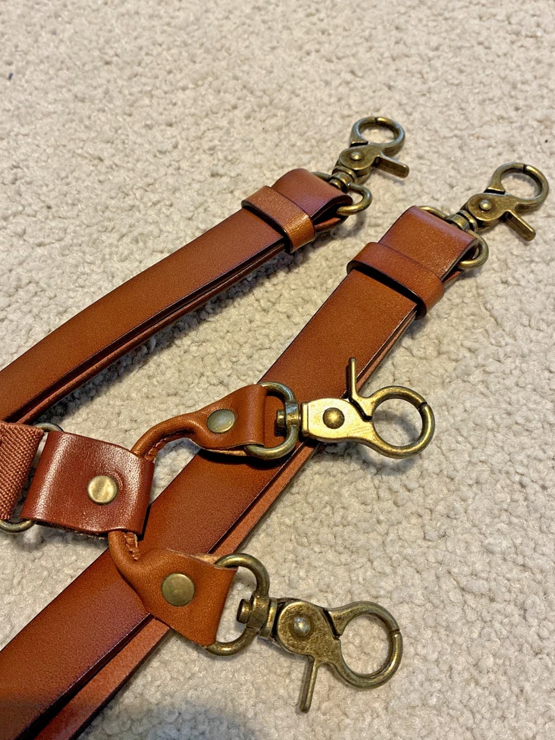 Leather Suspenders for Men, Heavy Duty Y Back Design Adjustable Excellent