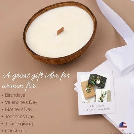 Scented Candles Clearance | Coconut Shell Soy Wax Candle with Wooden Wick | Home Décor