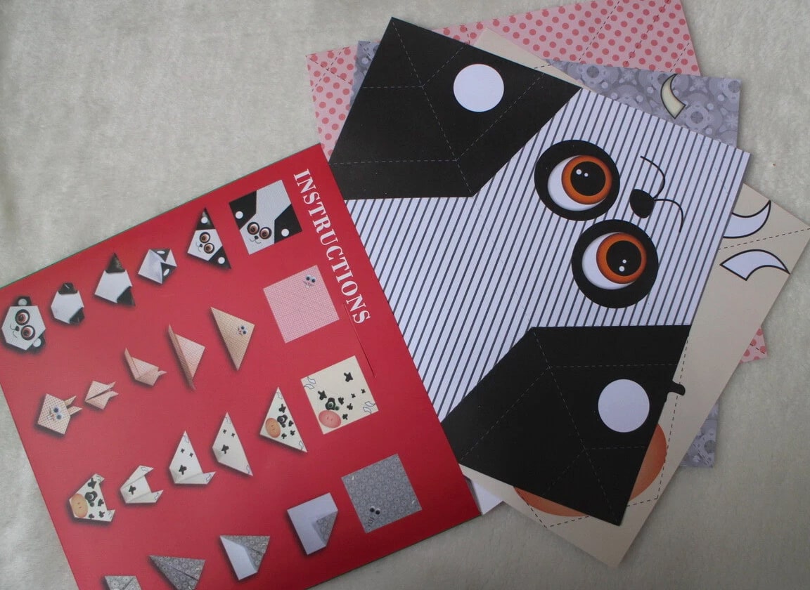 4 Sets Origami Folding Paper DIY Instructional Animal Craft Paper 4 Patterns