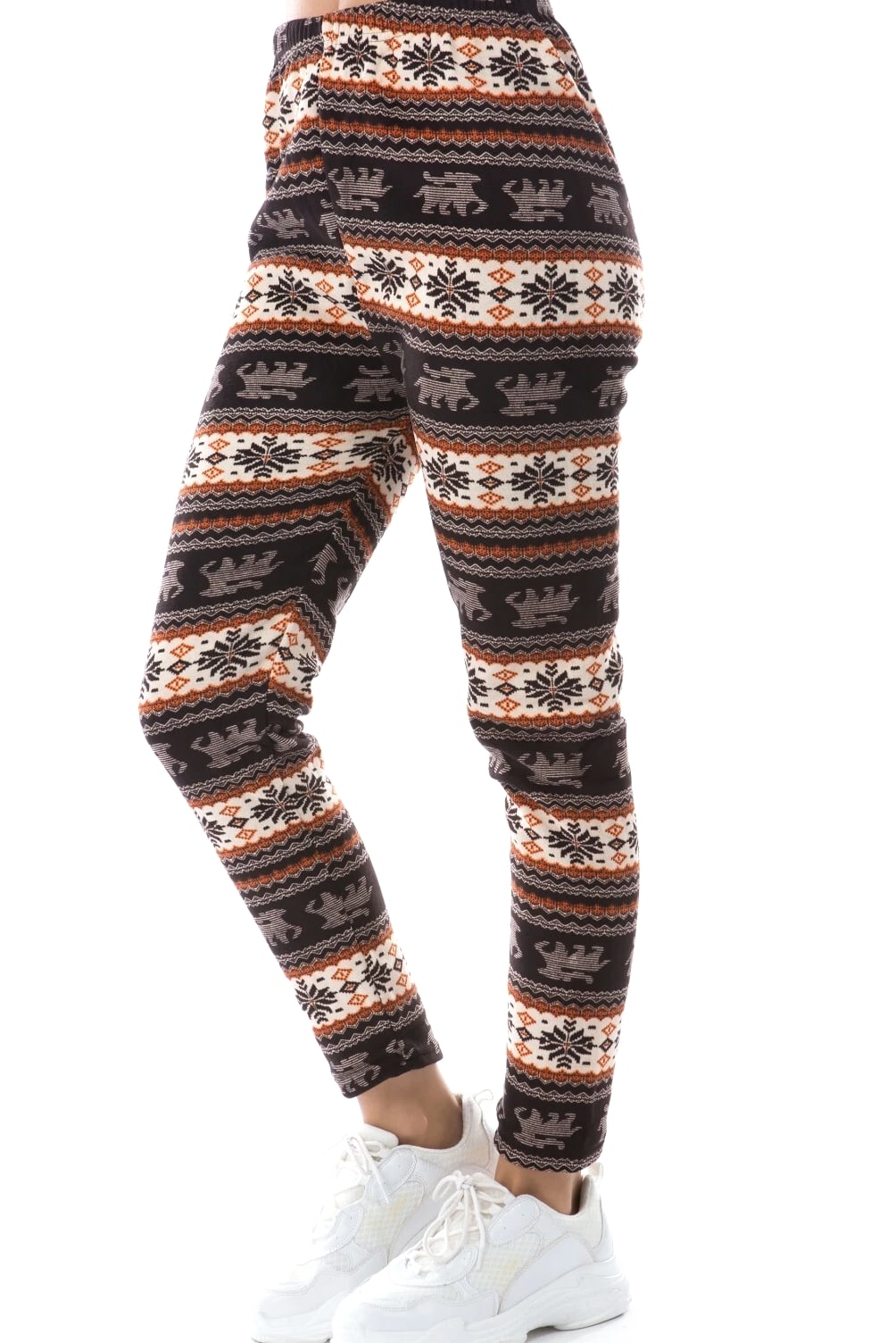 Women's Print Winter Thick Warm Fleece Lined Stretchy Leggings Pants