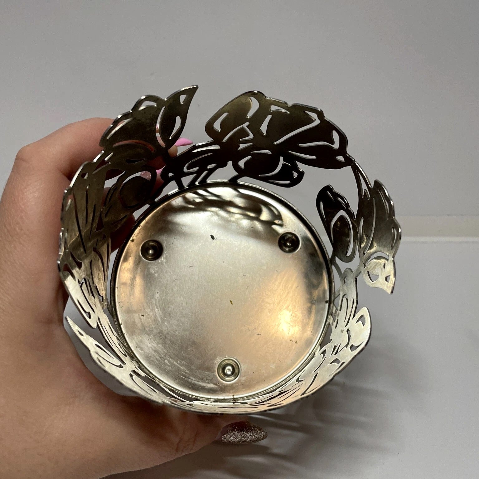 Bath & Body Works Silver Metal Tulip Flower Spring Easter Candle Holder for 3-Wick