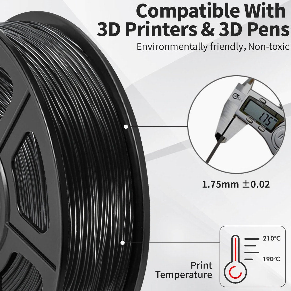 JAYO 500G Black TPU 95A 1.75mm Flexible 3D Printer Filament FDM Good Elasticity