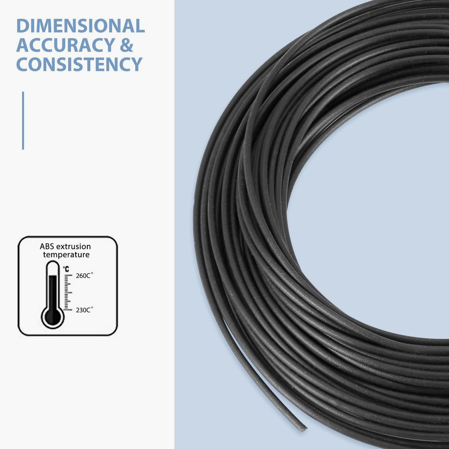 10M ABS 3D 1.75mm Printer Filament for 3D Scribble Pen Printers - Black Y5J8