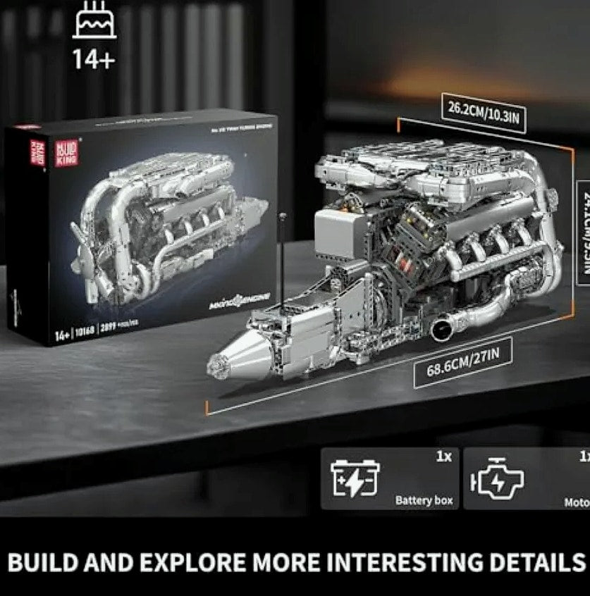 Mould King V8 Twin-Turbo Engine Model Kit 2899 Pieces